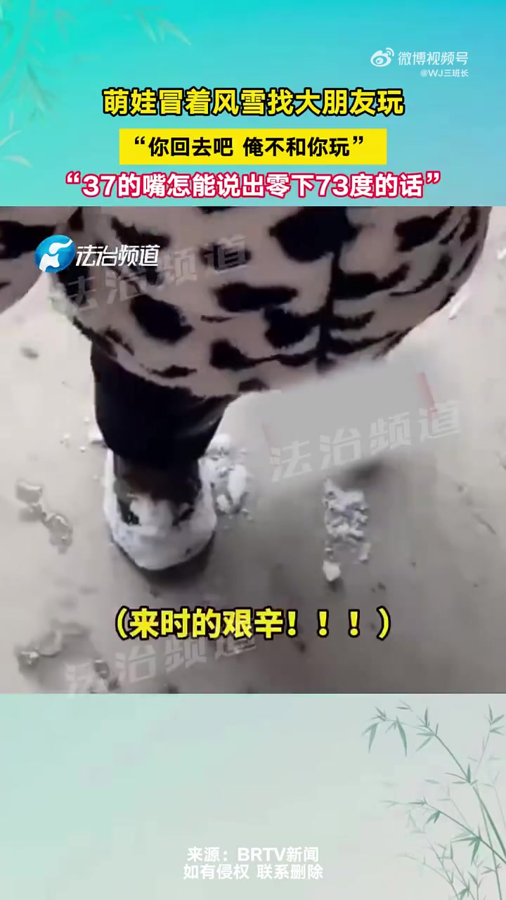 萌娃冒风雪找玩伴遭拒：37嘴说出零下73的话