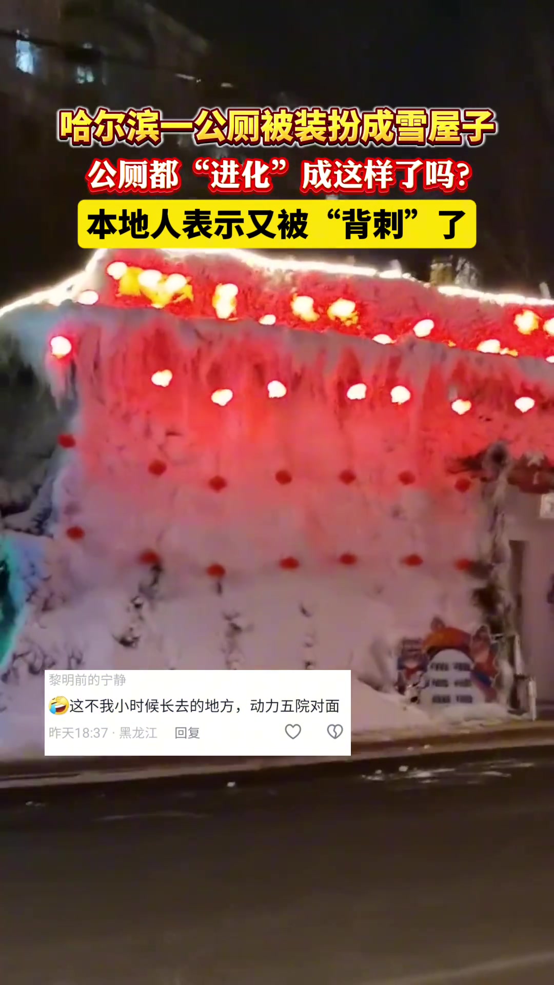 哈尔滨一公厕被装扮成雪屋子！公厕都“进化”成这样了吗