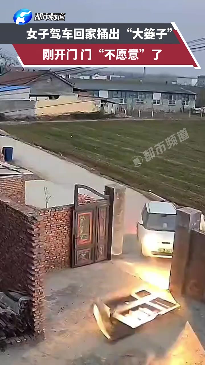 人怎么可以捅出这么大的篓子女子驾车回家直接给门“放倒了”