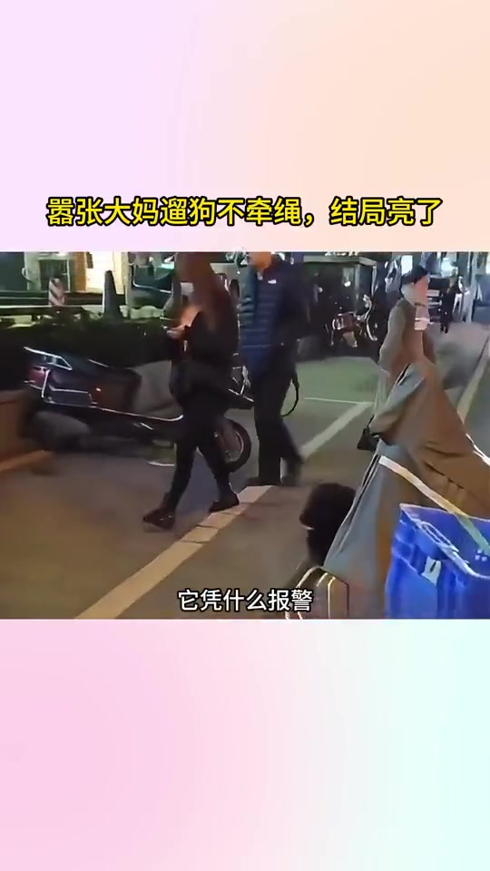 嚣张大妈遛狗不牵绳，结局亮了！