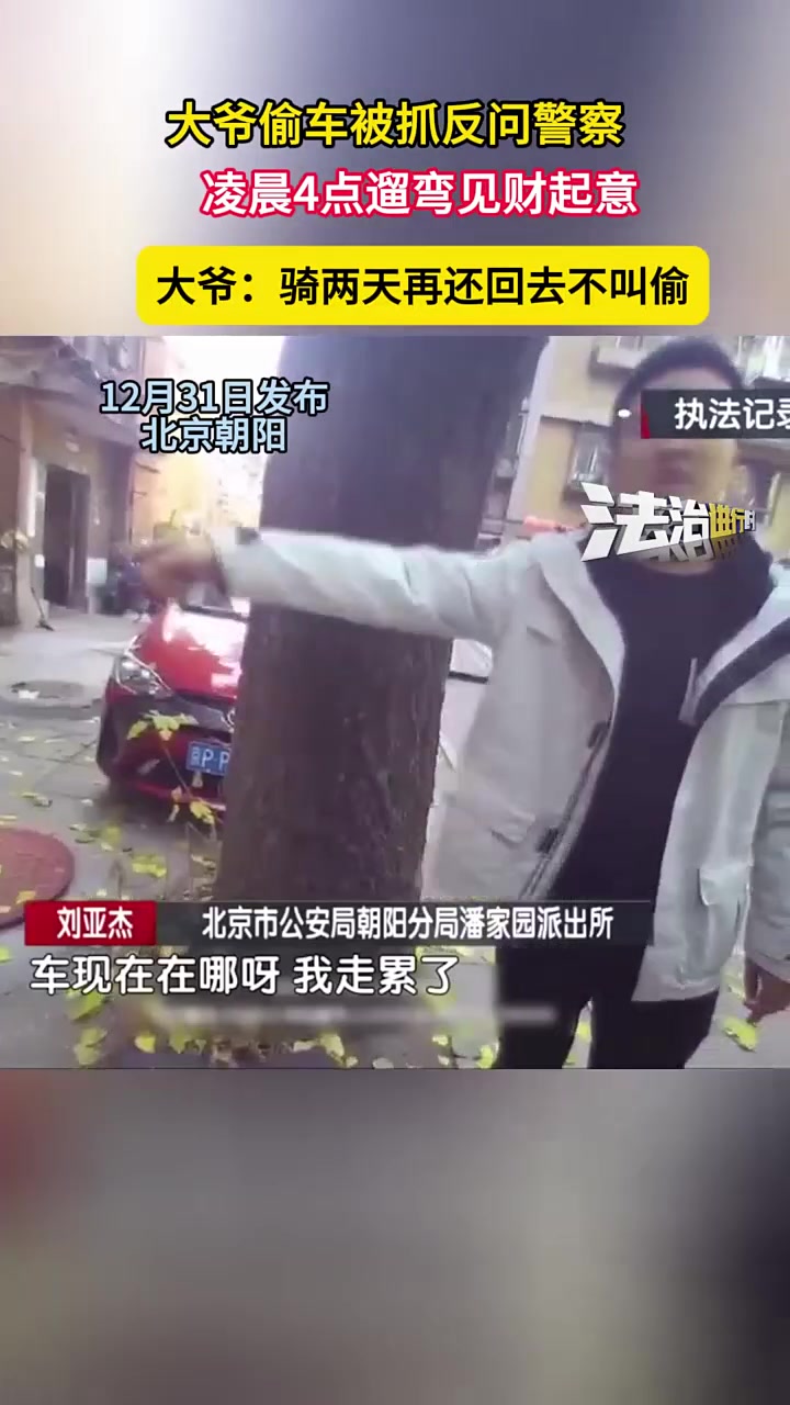 大爷偷车被抓反问警察凌晨4点遛弯见财起意