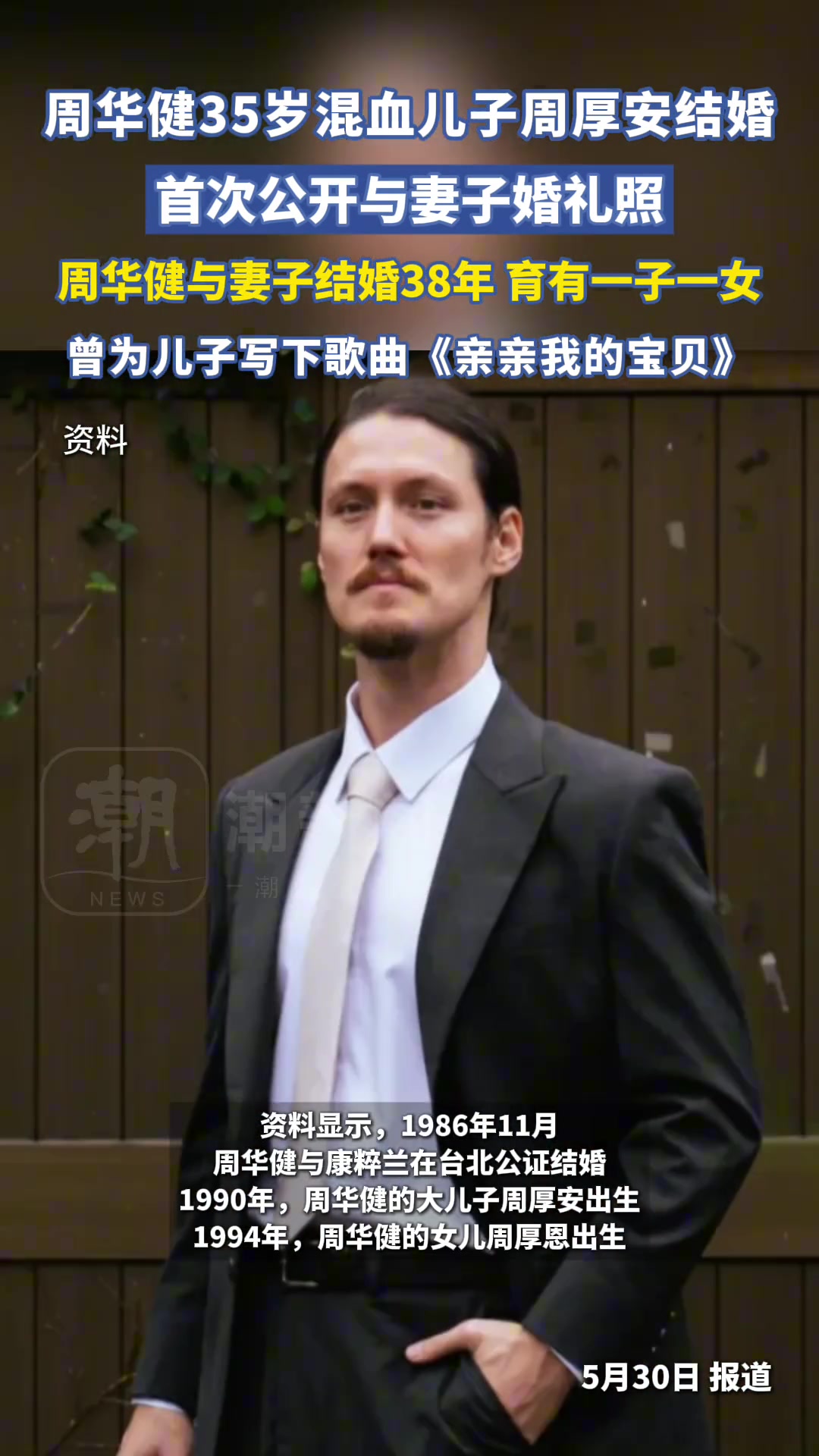 周华健儿子周厚安结婚，首次公开与妻子婚礼照