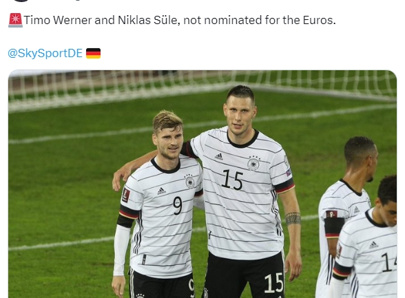 德天空：维尔纳、聚勒落选德国队名单，无缘欧洲杯！