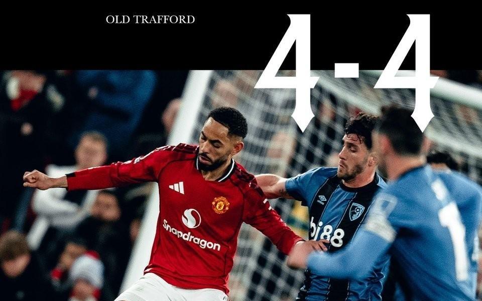 3平2负,曼联已连续5次英超对阵伯恩茅斯不胜