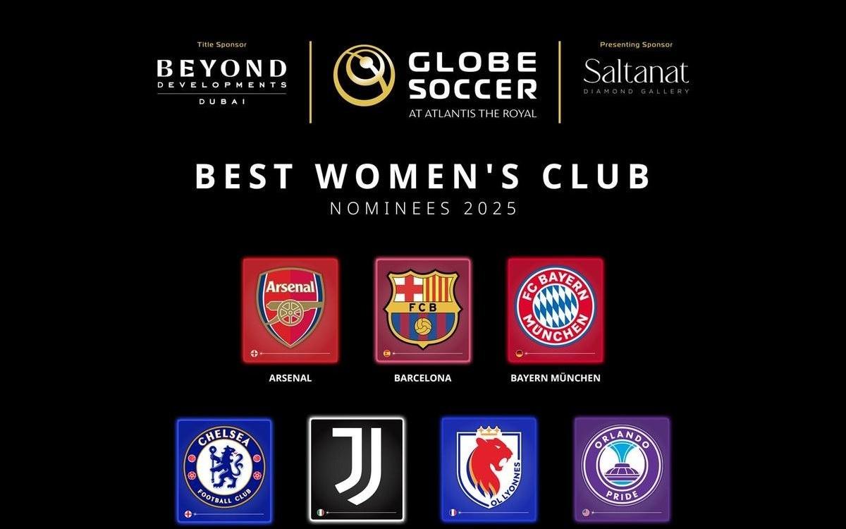 环足奖2025年最佳女足俱乐部候选:阿森纳女足、巴萨女足领衔