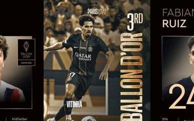 硬核!巴黎中场铁三角金球排名3、19、24,造价仅1.2亿上赛季三冠