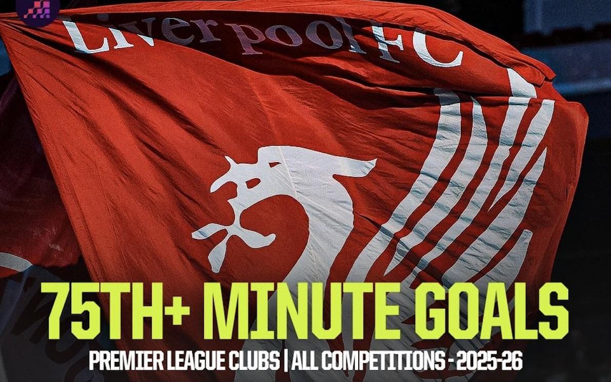 本赛季英超球队第75分钟后进球榜:布莱顿居首,利物浦第二