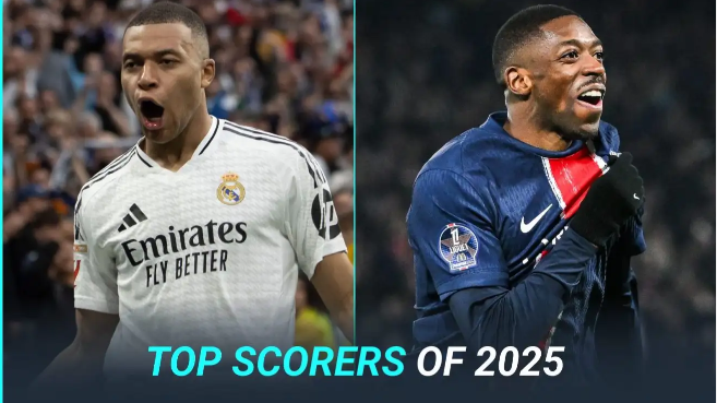2025年欧洲十大射手榜:姆巴佩领跑,凯恩、哲凯赖什紧追