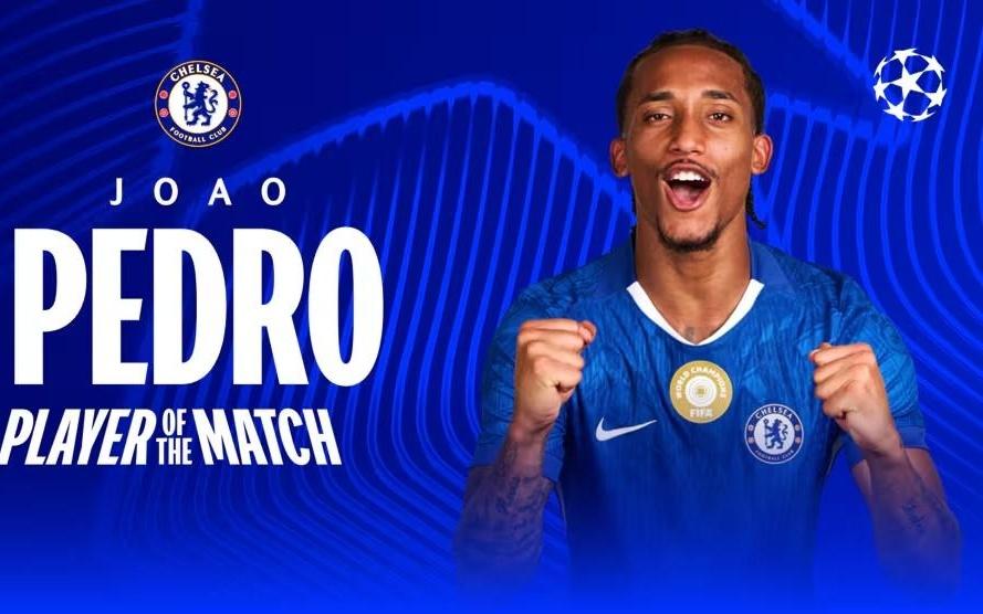梅开二度，若昂佩德罗当选切尔西vs那不勒斯全场最佳球员