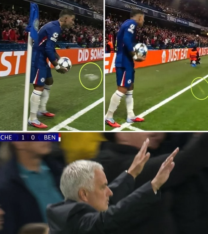 名帅的格局!本菲卡球迷向恩佐投掷水瓶,穆里尼奥主动上前劝阻