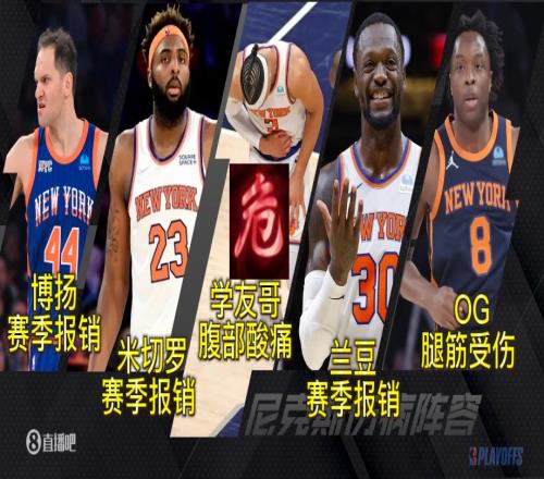 恐怖伤员数！在抢七布伦森伤退前尼克斯就仨报销+俩受伤凑够首发！太惨烈
