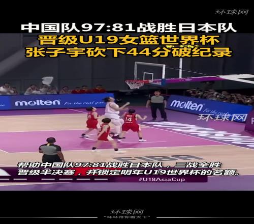 中国队9781战胜日本队，张子宇砍下44分破纪录！