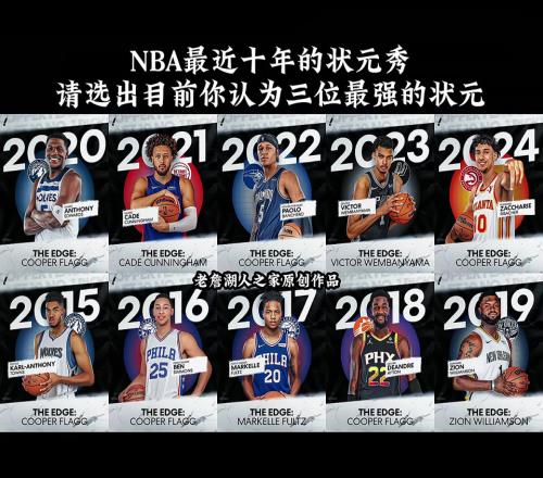 NBA最近十年的状元秀，请选出目前你认为三位最强的状元