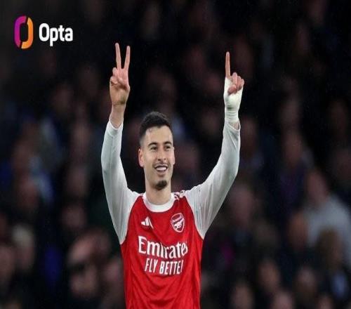 马丁内利本赛季杯赛进球已上双，成赖特后首位达成的枪手球员