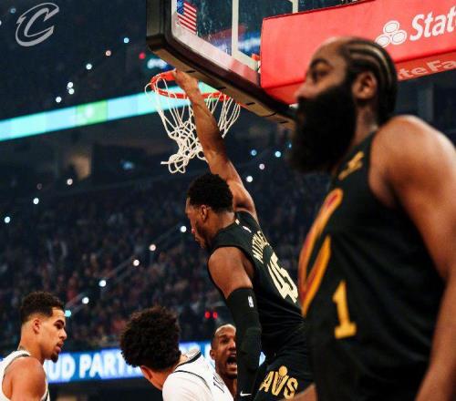 胜篮网豪取6连胜！哈登将骑士双塔喂吐，这阵容再加詹姆斯还咋玩