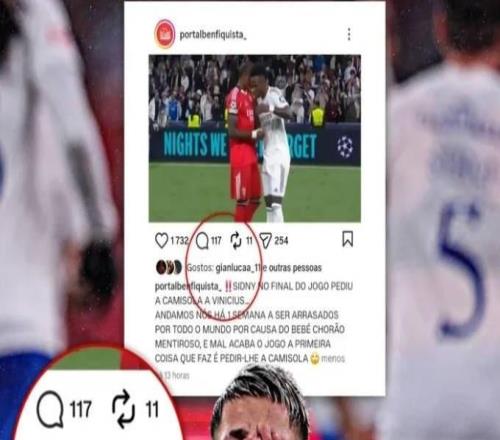 卡布拉尔找维尼修斯要球衣，普雷斯蒂安尼点赞批评前者的动态