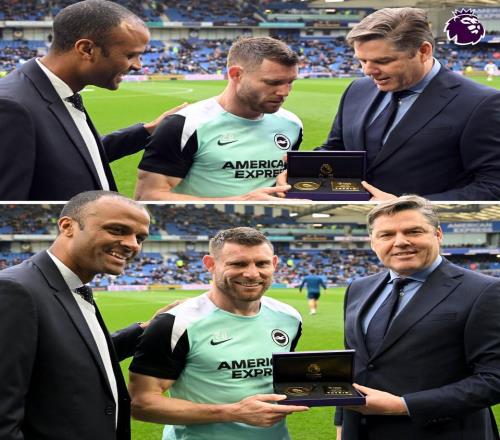 致敬传奇，英超官方在本轮赛前为英超历史出场王米尔纳颁奖