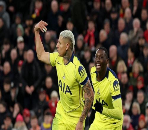 里沙利松英超客战利物浦已打入5球，仅次于安迪科尔