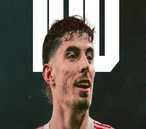 里程碑，哈弗茨完成阿森纳生涯第100场正式比赛