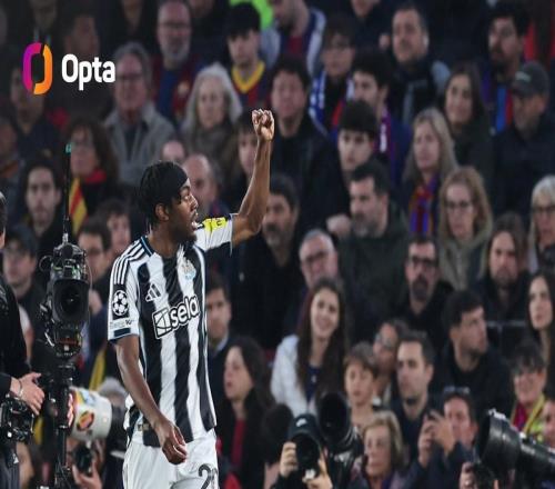 代表英超球队欧冠做客诺坎普梅开二度，埃兰加是历史第二人