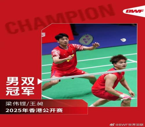 梁伟铿/王昶夺得中国香港羽毛球公开赛男双冠军