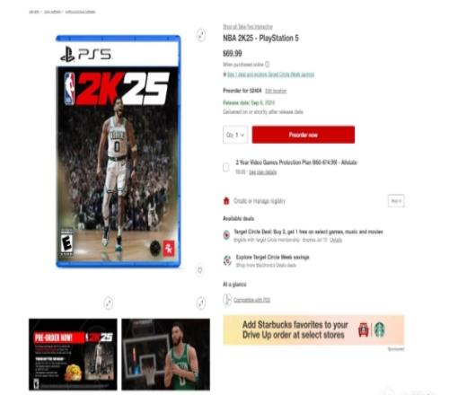 国外商店已上线《NBA2K25》预购页面显示9月6号发售