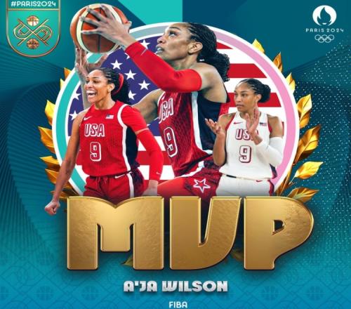 FIBA官方：阿贾威尔逊荣膺本届奥运会女篮MVP