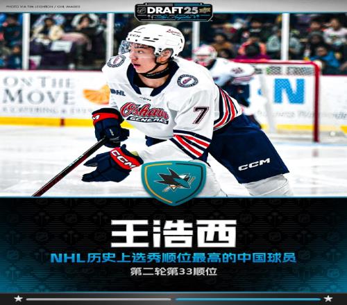 创造历史NHL选秀：18岁中国冰球小将王浩西被第33顺位选中！
