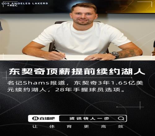 Shams：东契奇3年1.65亿美元顶薪提前续约湖人28年球员选项
