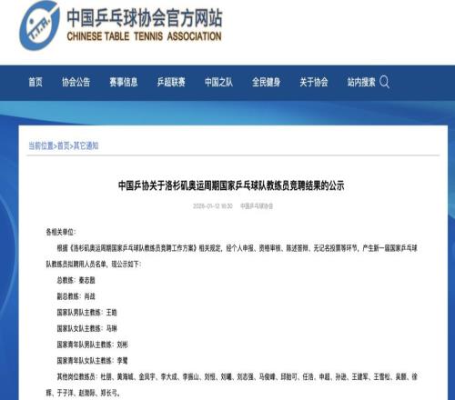 秦志戬、肖战、王皓、马琳等，拟聘国乒教练员