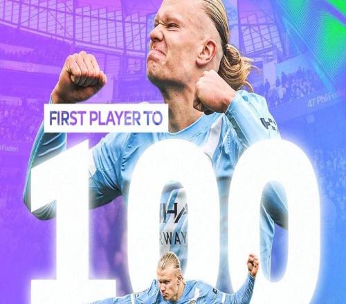 102分，哈兰德是本赛季英超范特西首位突破100分的球员