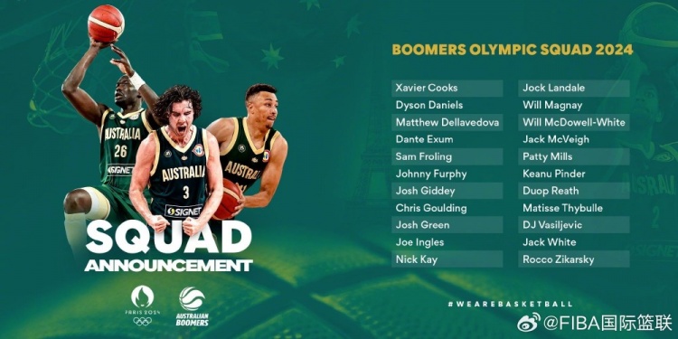澳大利亚男篮公布奥运会集训名单米尔斯基迪埃克萨姆在列