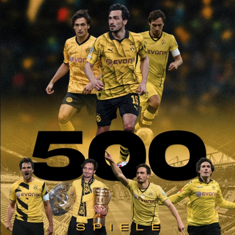 胡梅尔斯社媒晒里程碑非常自豪为多特出战500场比赛