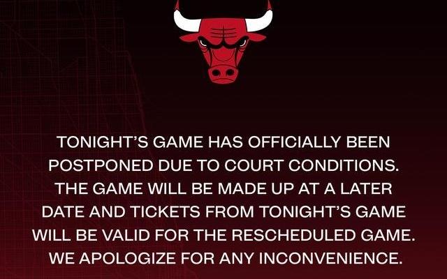 公牛官方：由于场地状况原因对阵热火的比赛已正式延期