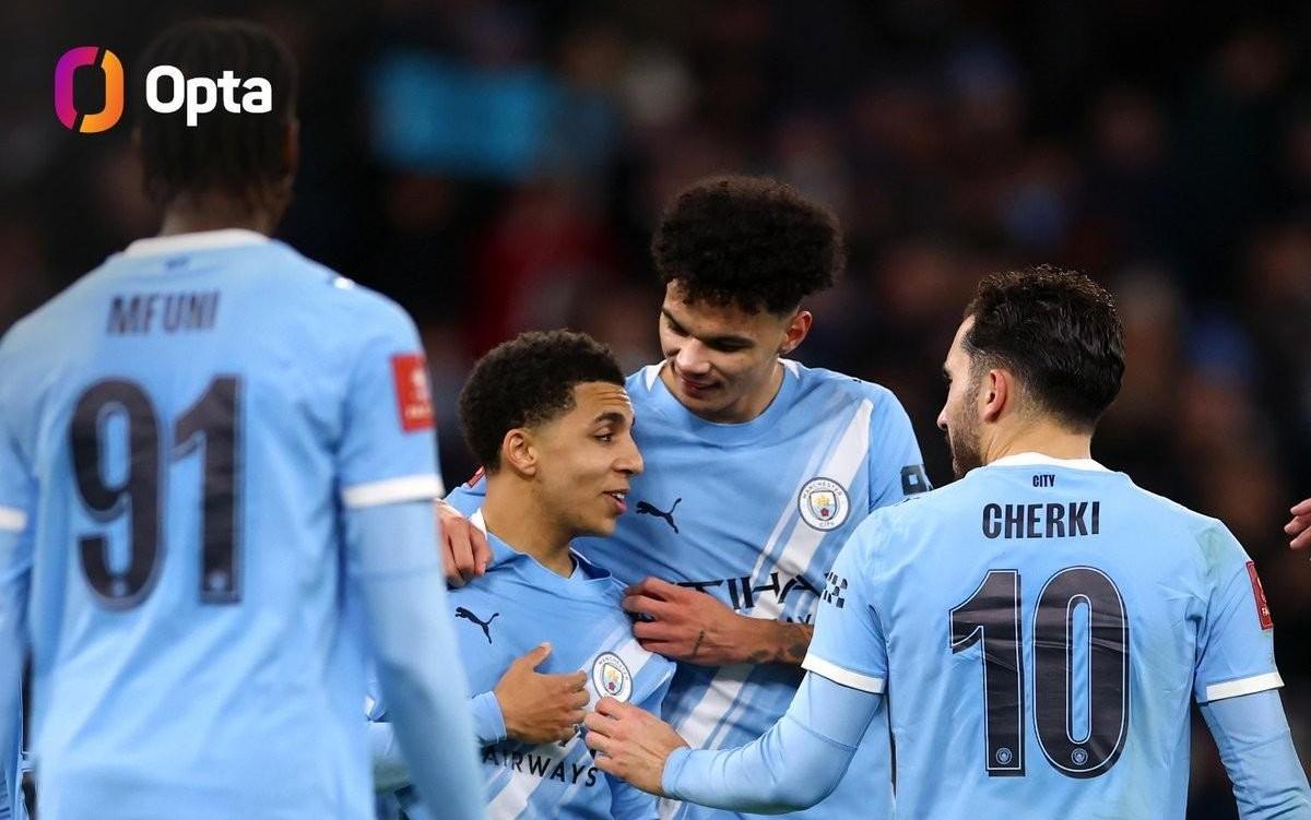 自1986年以来，曼城是首支单场进球10+的英格兰顶级联赛球队