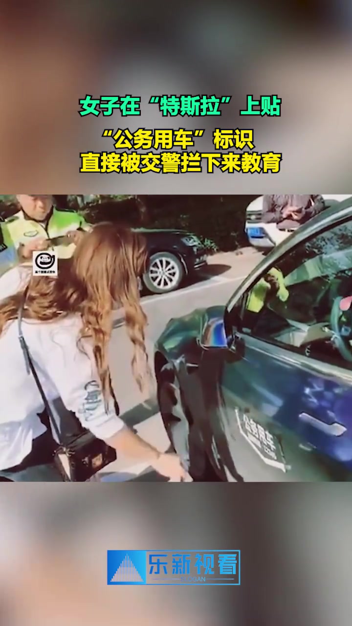 女子在“特斯拉”上贴“公务用车”？直接被交警拿下！