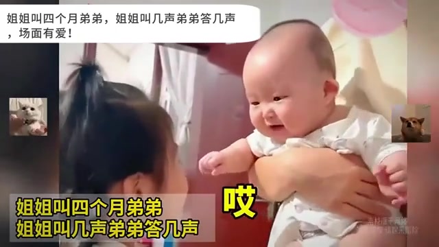 姐姐叫四个月弟弟，姐姐叫几声弟弟答几声，场面有爱！