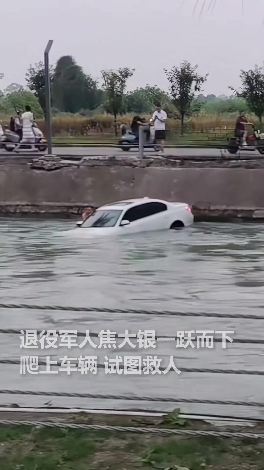 这一幕看的揪心又感动！车辆坠河多人跳水砸窗