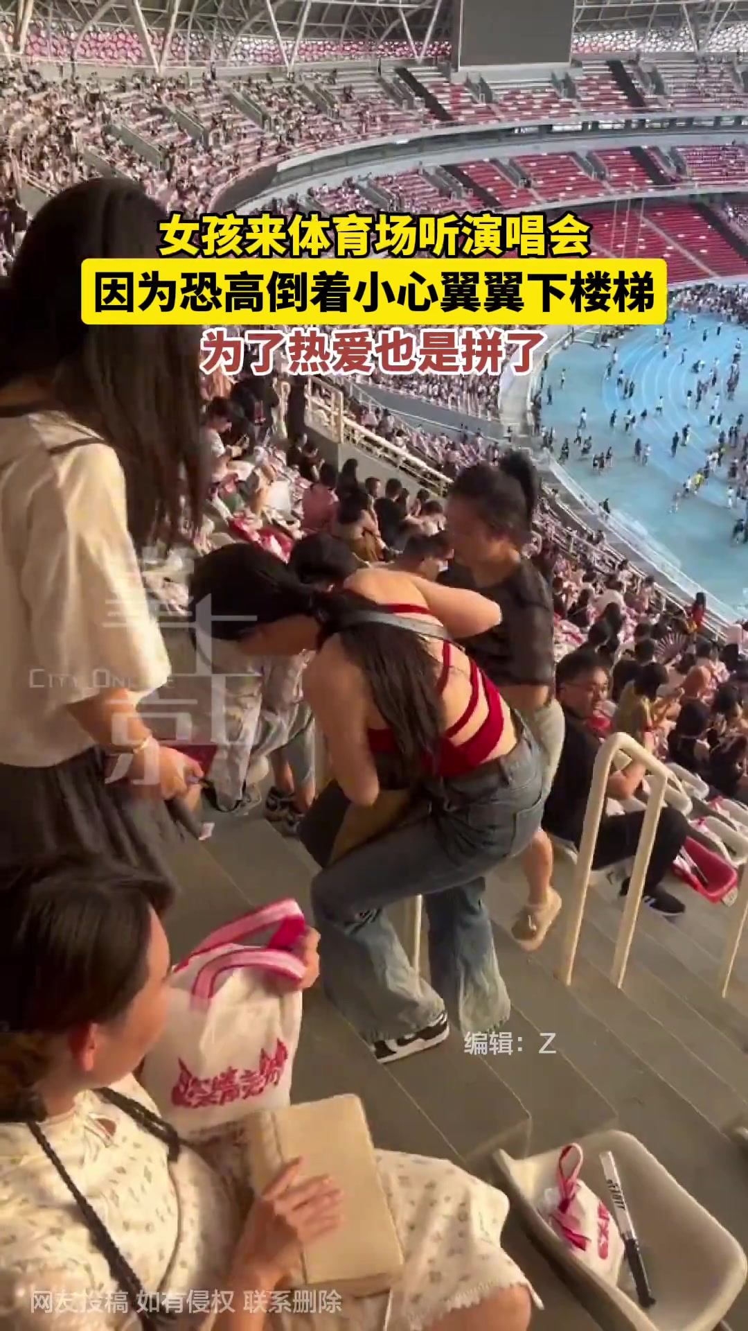 都是为了热爱！恐高女生为听演唱会也是拼了