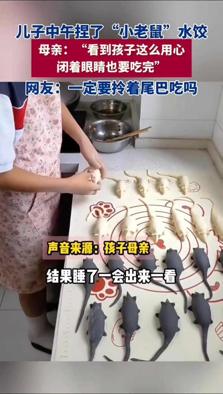 这儿子属猫的吗？看到这水饺怎么下得去嘴啊