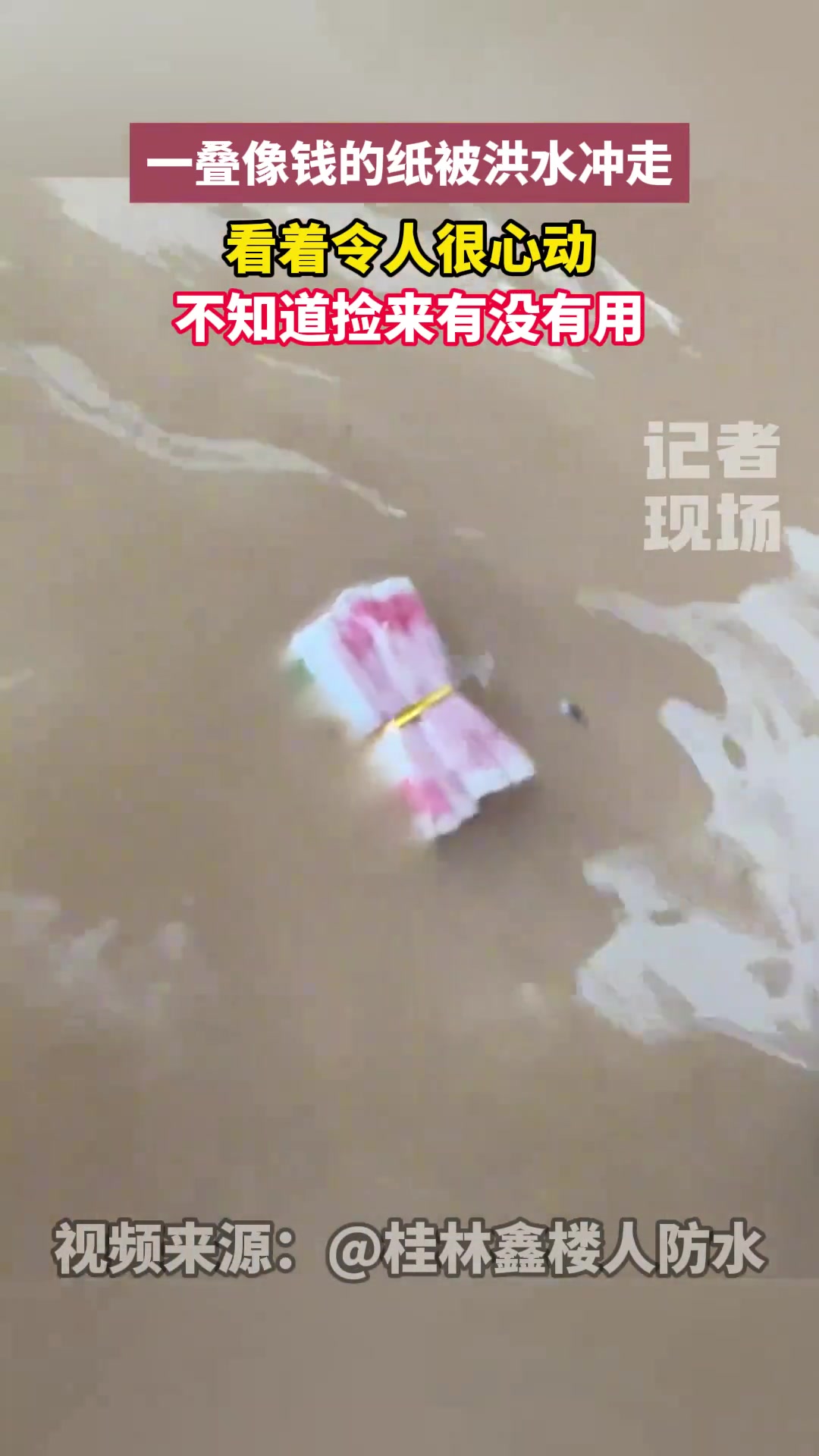 被洪水冲走的稀罕物 不知道是不是真钱