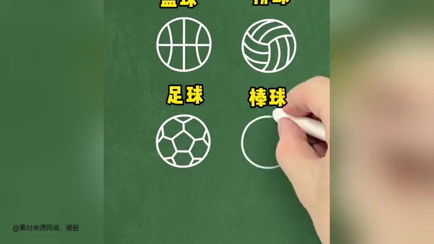 用6个圆画6种球，一看就会