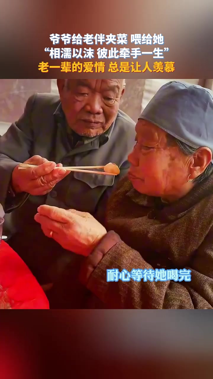 老一辈的爱情总让人羡慕！爷爷给老伴夹菜，相濡以沫彼此牵手一生