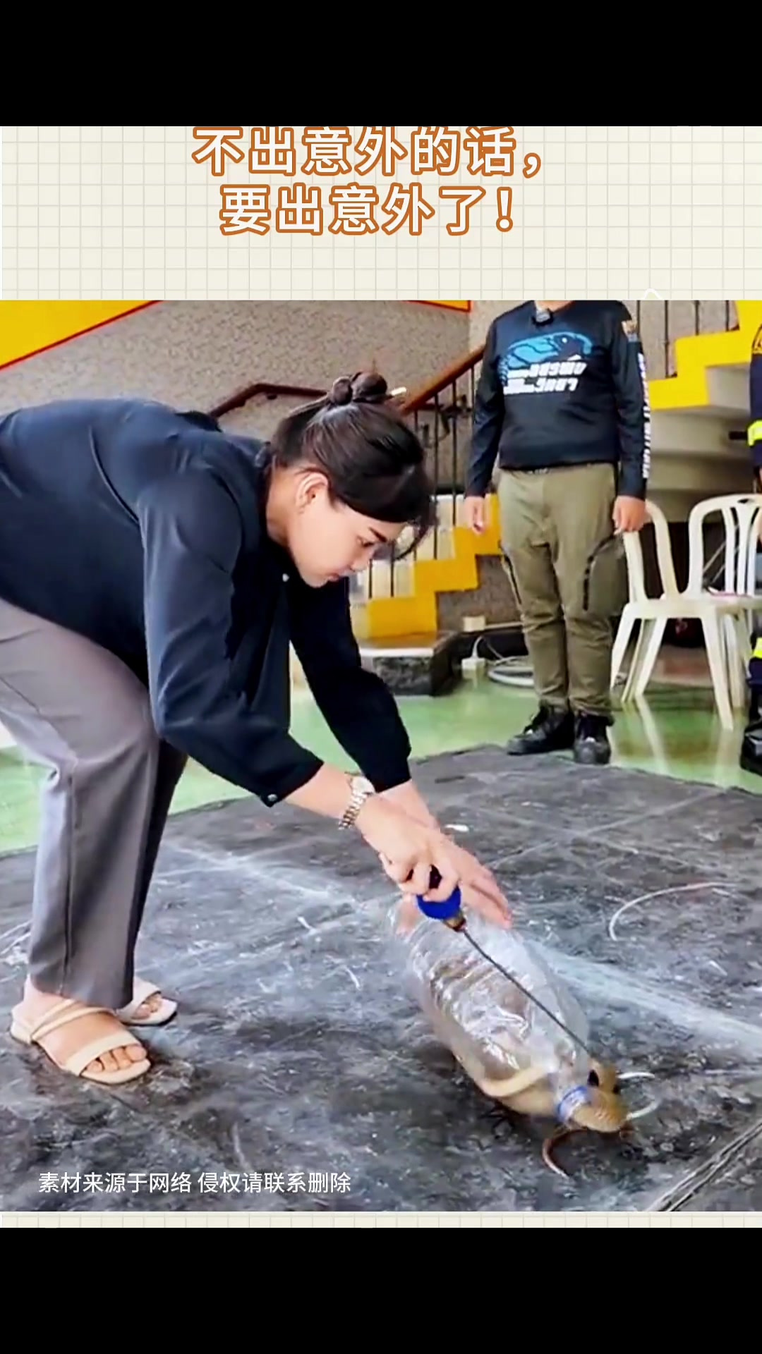 小姐姐胆子真大啊！竟然用空瓶子抓蛇，最后还是给跑了