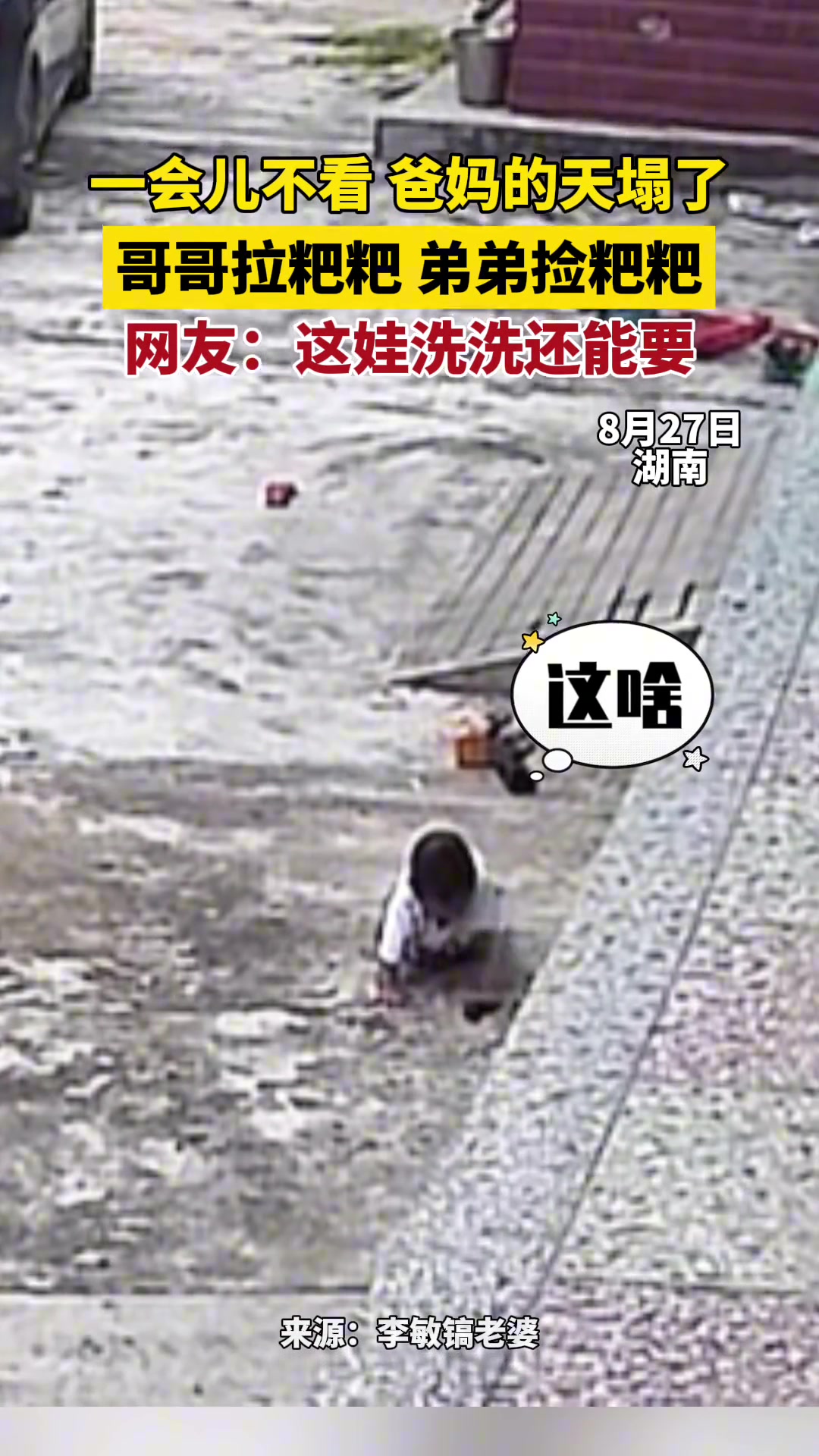 爸妈的天塌了，哥哥拉粑粑弟弟捡粑粑！