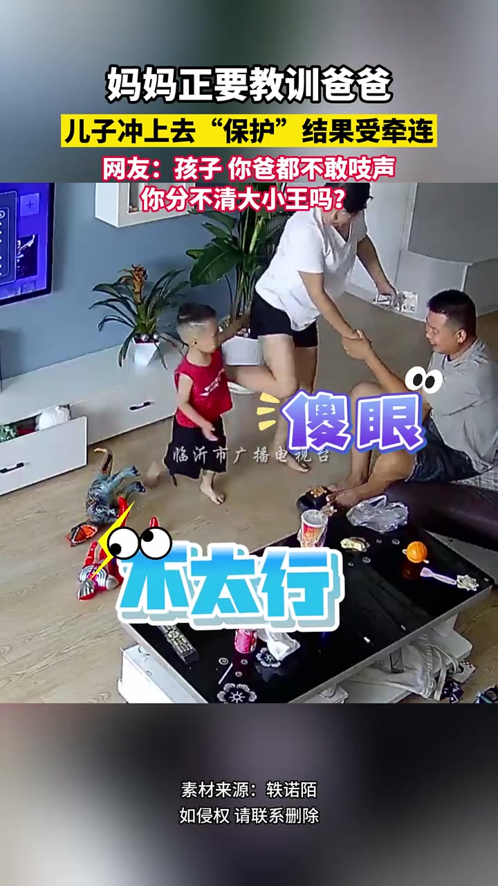 妈妈“教训”爸爸，儿子冲去“保护”结果受到牵连