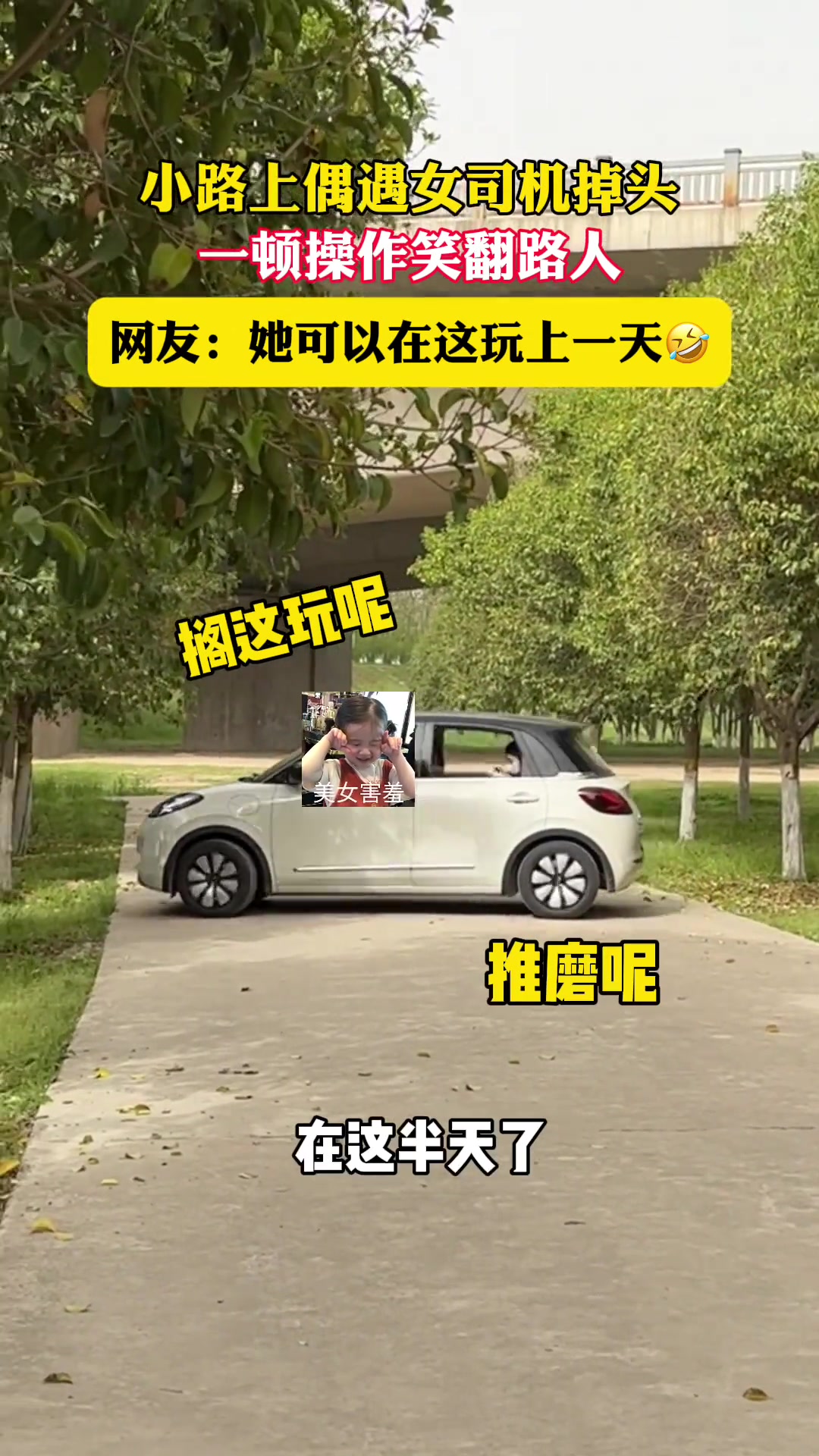 偶遇女司机小路掉头一顿操作笑翻路人