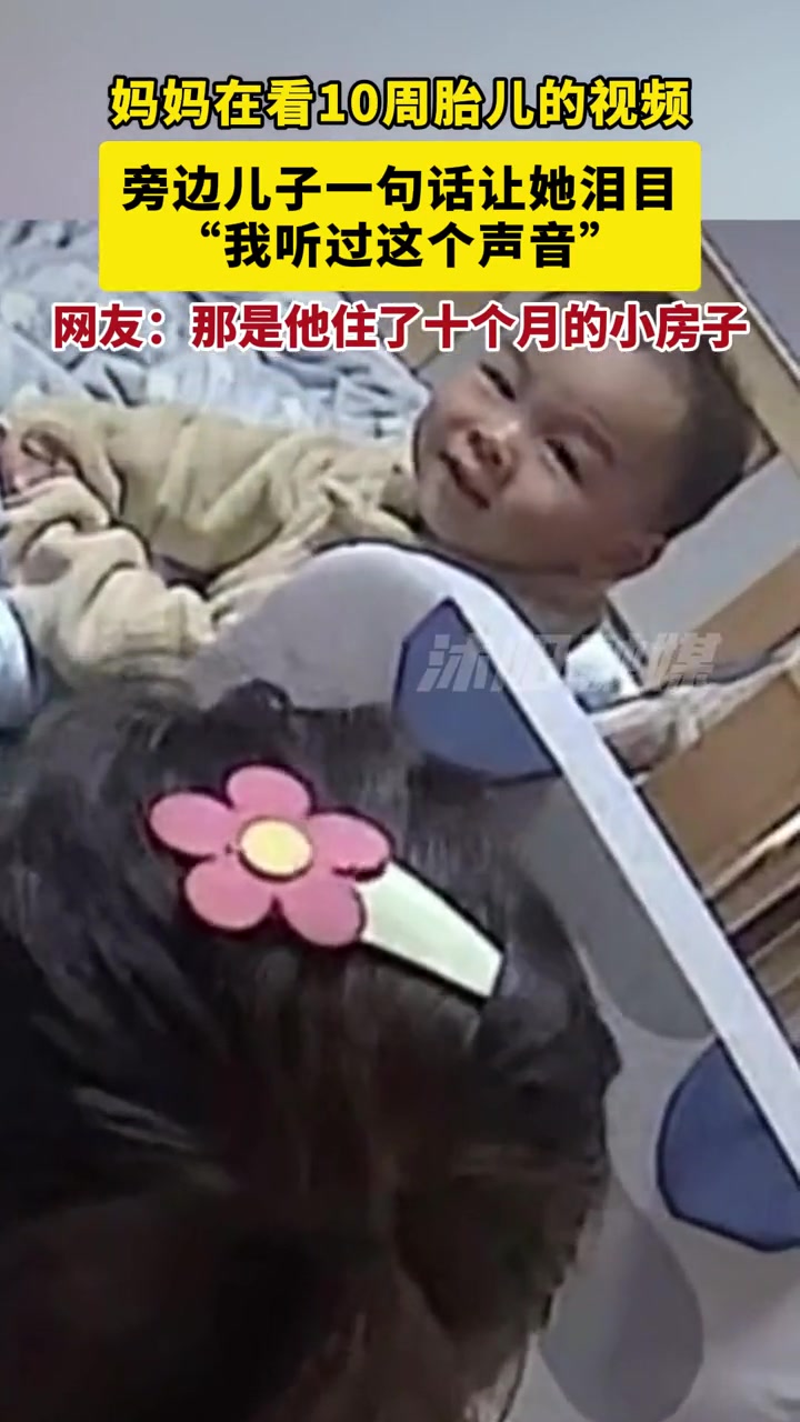 妈妈在看十周胎儿的视频，旁边儿子一句话让她泪目