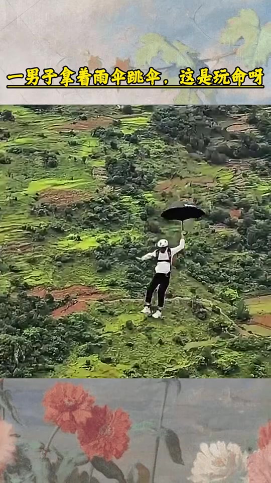 拿着雨伞跳伞，动漫看多了是吧这没背跳伞晚上就吃席了