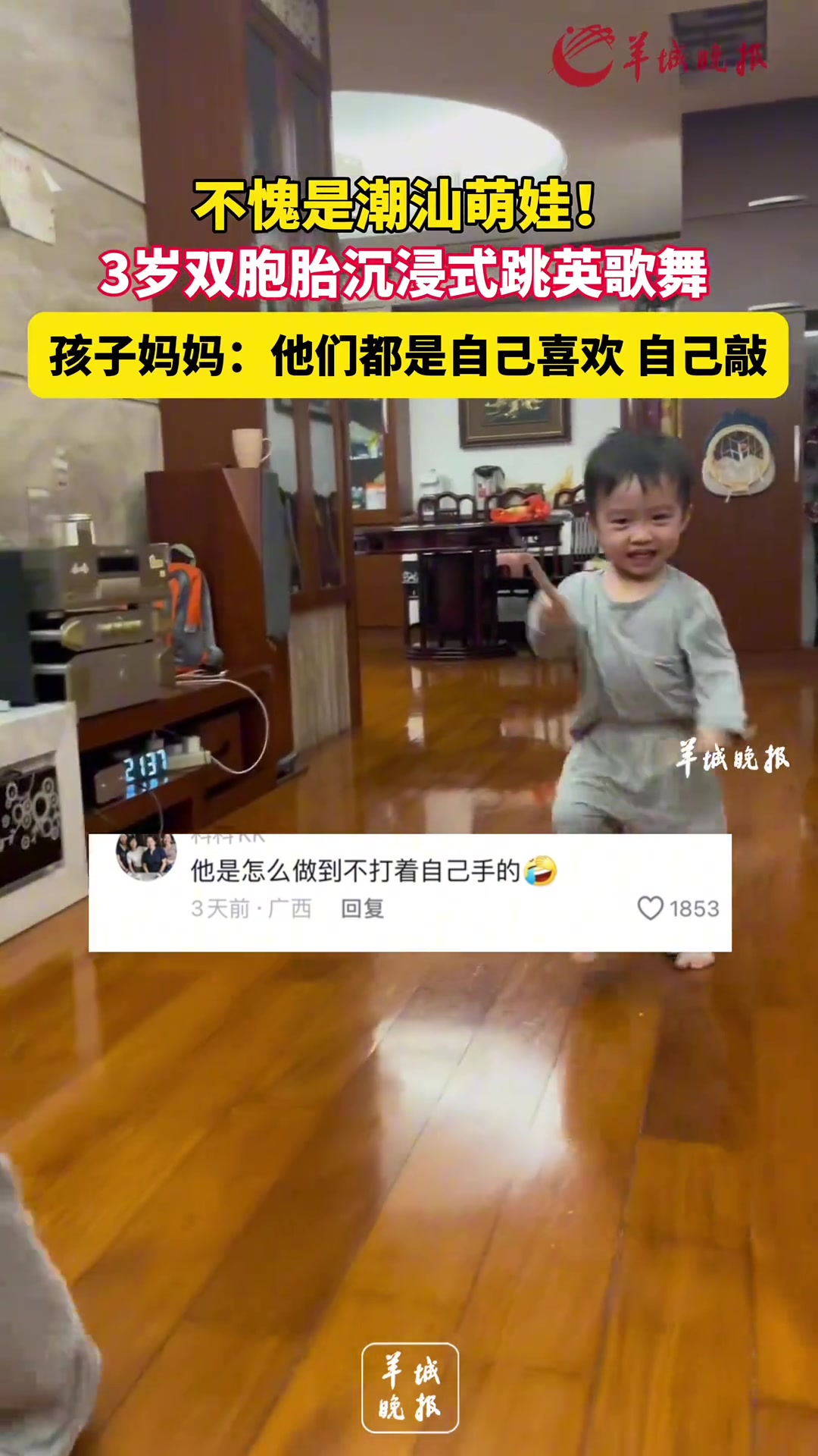 不愧是潮汕萌娃3岁双胞胎沉浸式跳英歌舞！